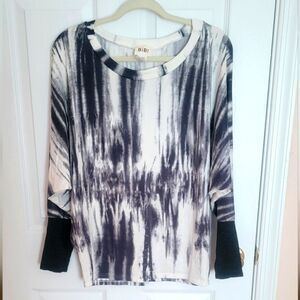 BIBI Black and White Tie-Dye Women's Top Size SMALL NEW